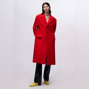 Kwaidan Adition Oversized Mens Tailored Red Wool Coat Women’s Size 38 Medium